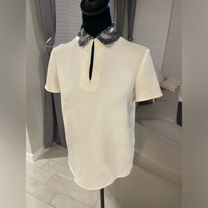 Maje beautiful silver sequence collar blouse top 1 / S